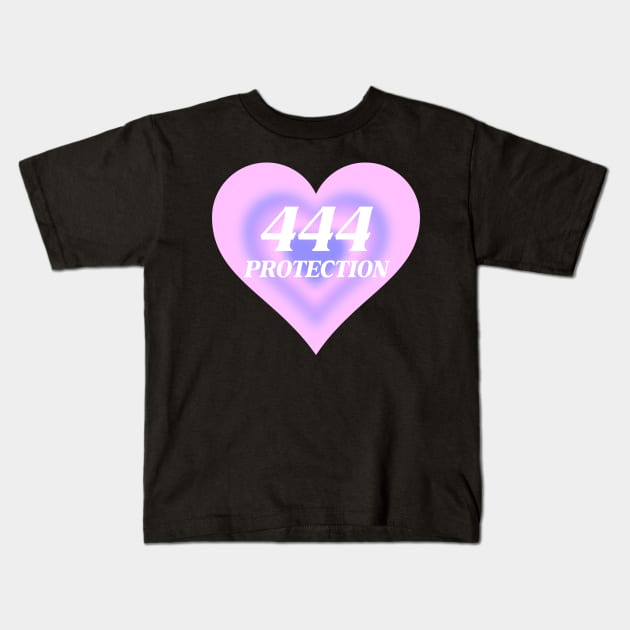 Angel Number 444 Heart Aura Kids T-Shirt by mystikwhale